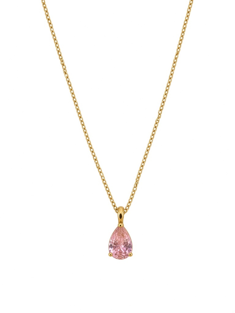 18K Gold-Plated October Birthstone Pink CZ Necklace